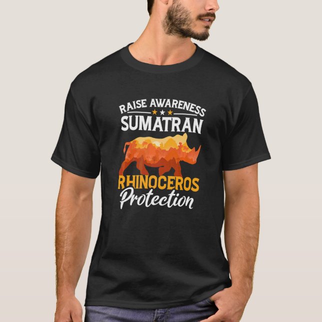 Camiseta Sumatra Rhino Rhinoceros Safari Animais Selvagens  (Frente)