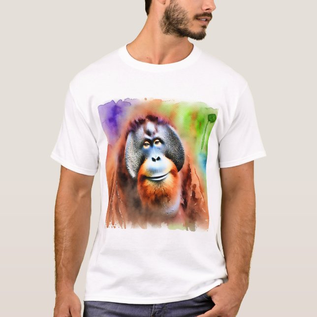 Camiseta Sumatran Orangutan 070724AREF107 - Watercolor (Frente)