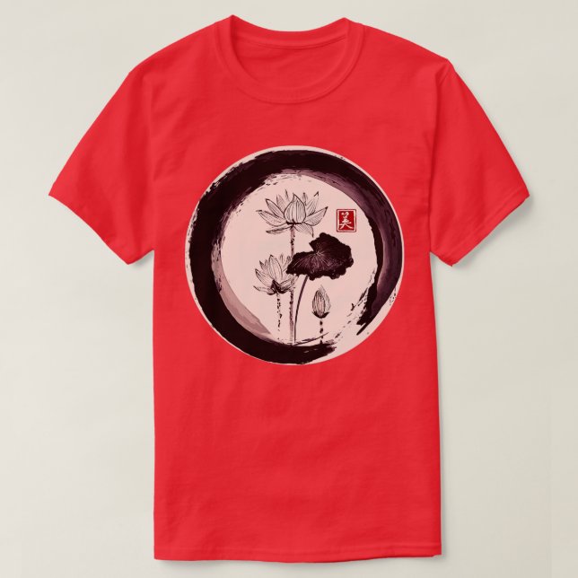Camiseta Sumi E Rosie Water Lily (Frente do Design)