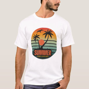 Camiseta Summer, Aproveite sua vida, Retro Sunset Beach