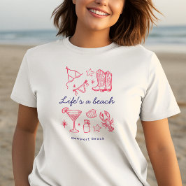 Camiseta Summer Beach Life Blue Pink Favorites Birthday