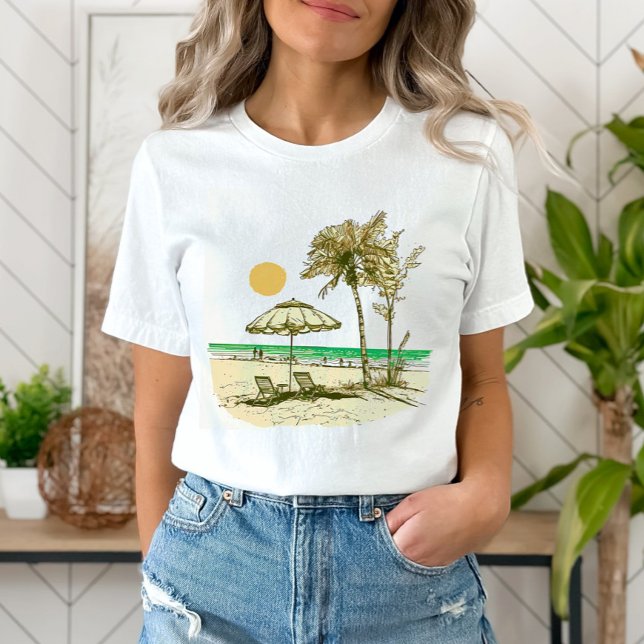 Camiseta Summer Beach Sun Palm Tree Umbrella (Criador carregado)
