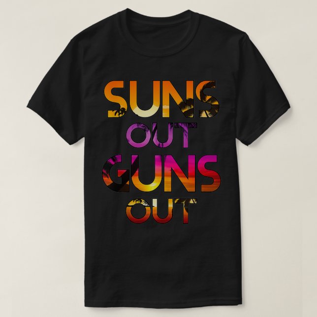 Camiseta Summer Beach Tanques Engraçado Sois Out Guns Out (Frente do Design)