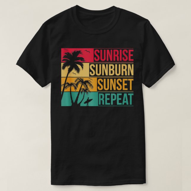Camiseta Summer Beach Vacing Sunrise Sunrise Sunset Repea (Frente do Design)