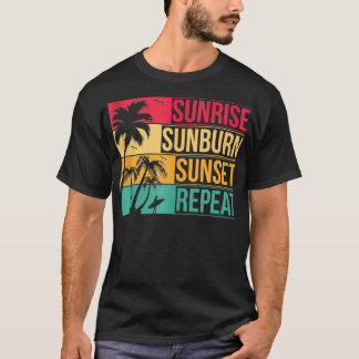 Camiseta Summer Beach Vacing Sunrise Sunrise Sunset Repea