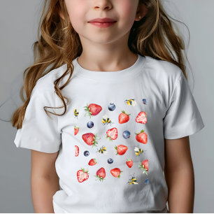 Camiseta Summer Berry Sweet Watercolor Chá de fraldas