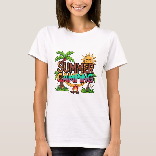 Camiseta Summer Camping Leopard Print Beach Hammock  (Frente)
