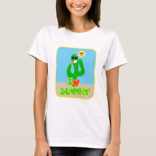 Camiseta Summer Love Cactus Cartoon Diversão Slogan Sazonal