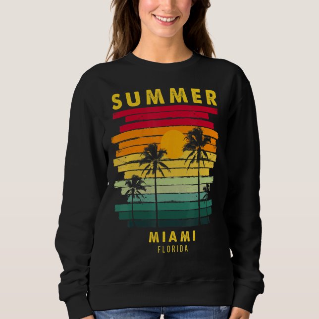 Camiseta Summer Miami Florida Beach Sunset Retro (Frente)