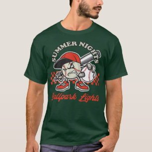 Camiseta Summer Nights Ballpark Luzes Engraçadas Baseball