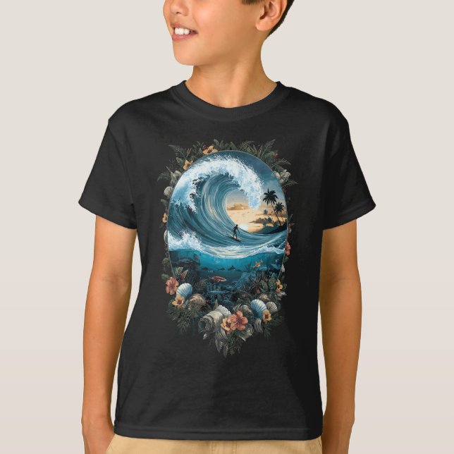 Camiseta Summer Ocean Wave Surfing Tropical Beach Reef  (Frente)