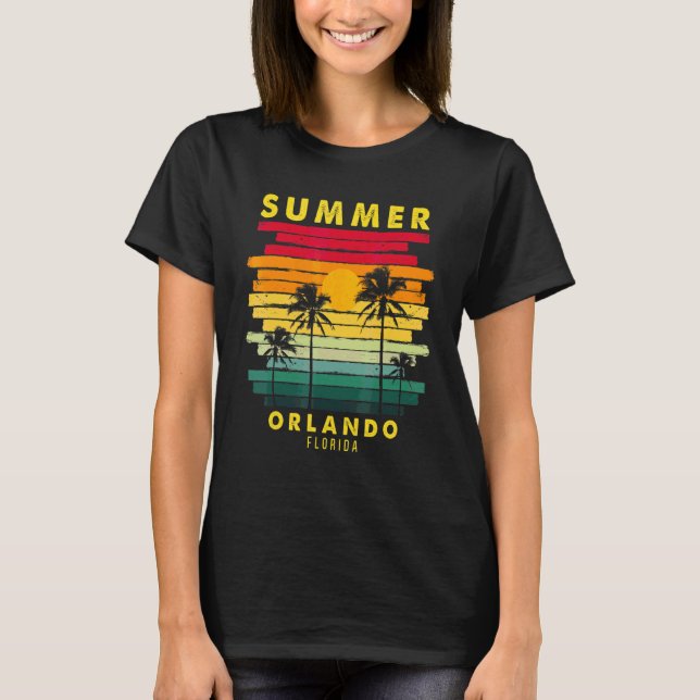 Camiseta Summer Orlando Florida Beach Sunset Retro (Frente)