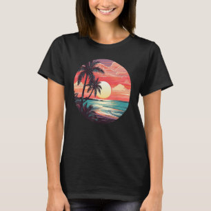 Camiseta Summer Palm Tree Tropical Beach Vintage Retro Styl