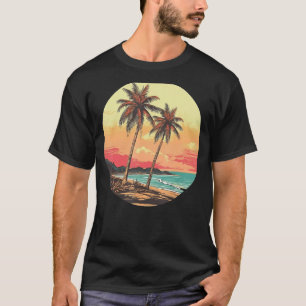 Camiseta Summer Palm Tree Tropical Beach Vintage Retro Styl