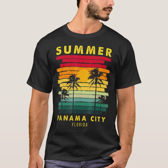Camiseta Summer Panamá City Florida Beach Sunset Retro (Frente)