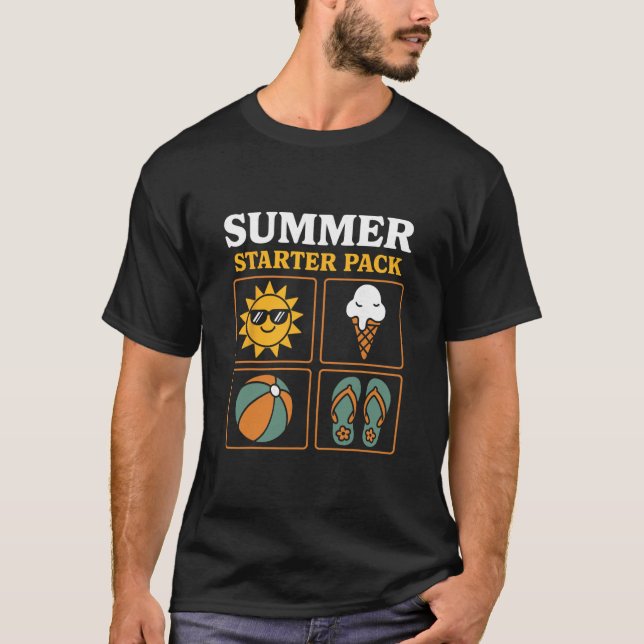 Camiseta Summer Starter Pack Sun Flip Flops Ll And Ice Crea (Frente)