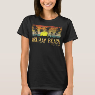 Camiseta Summer Sunset Palm Tree Vintage Flórida Delray Bea
