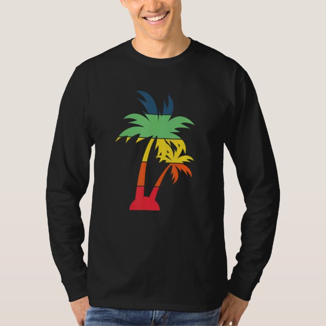 Camiseta Summer Vacation Beach Palm Trees Retro Style Tropi (Frente)