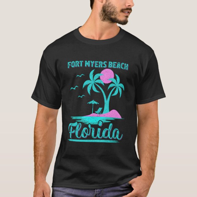 Camiseta Summer Vacation Palm Tree Florida Fort Myers Beach (Frente)