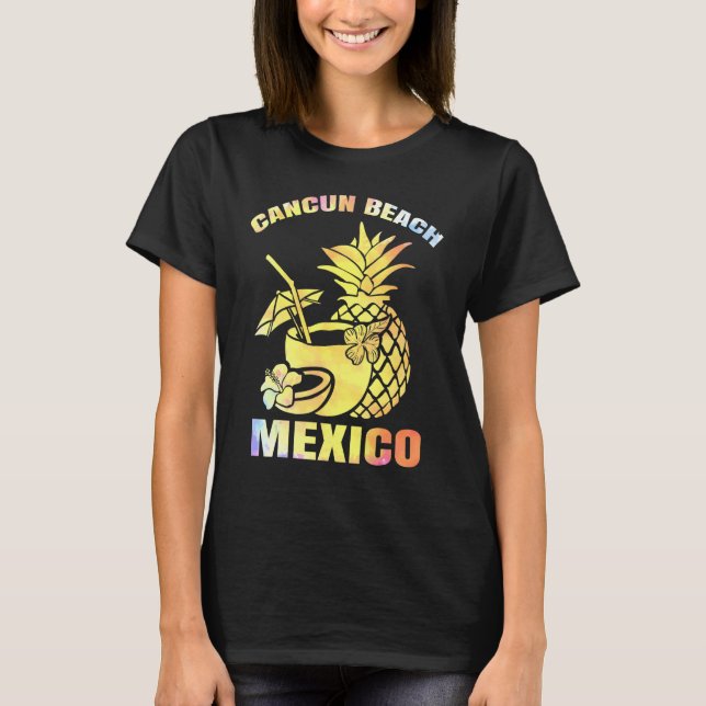 Camiseta Summer Vacation Retro Sunset Mexico Cancun Beach (Frente)