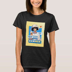 Camiseta Summer Vibes Anime Girl com Sorvete
