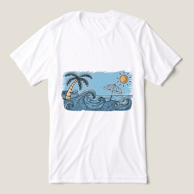 Camiseta Summer Vibes Beach Illustration (Design frontal)