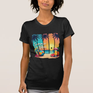 Camiseta Summer Vibes Beach Scense - Sunset tropical com Fl