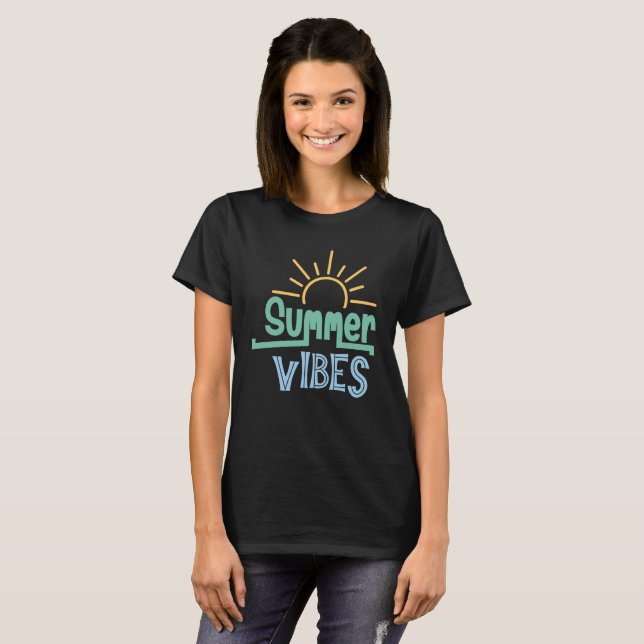 Camiseta Summer Vibes Boho Retro Summer Summer (Frente Completa)