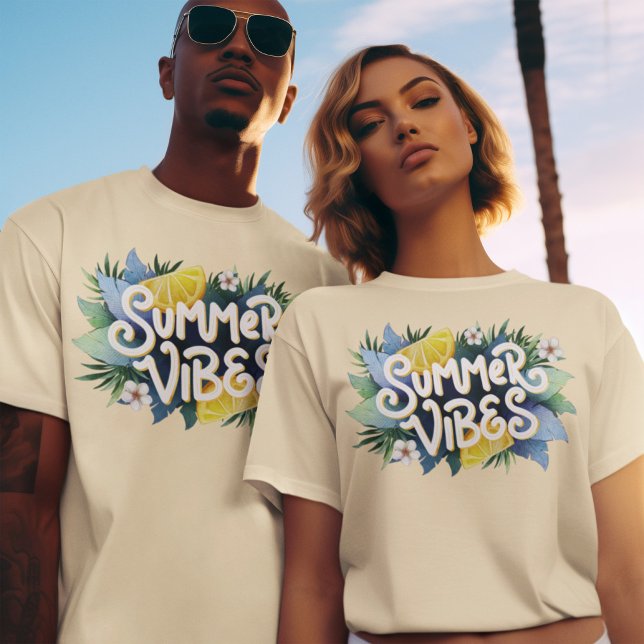 Camiseta Summer Vibes Fruta de limão deixa fumaça quente es (Criador carregado)