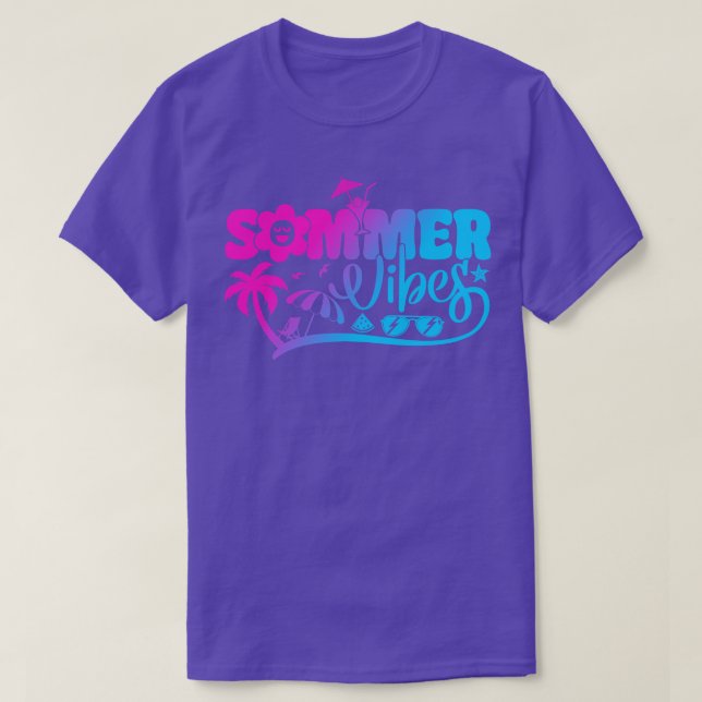 Camiseta Summer Vibes Hello Summer Sunset Beach Summer Vaca (Frente do Design)
