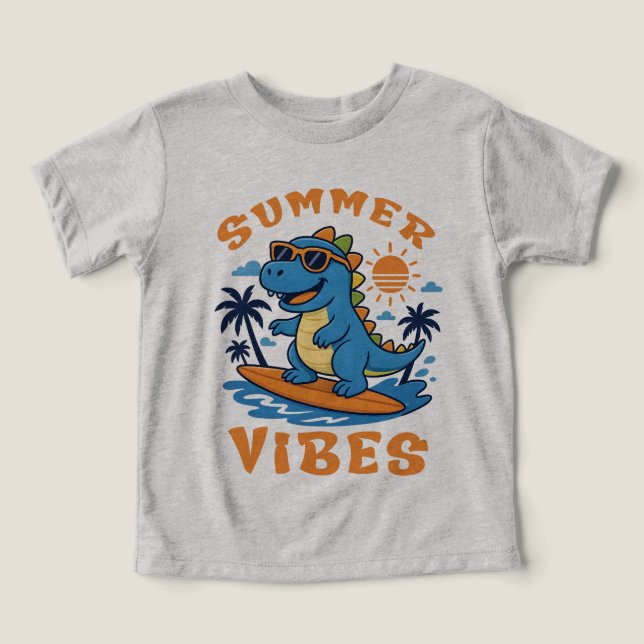 Camiseta Summer Vibes, Jovens Divertidos De Dinossauros (Design frontal)