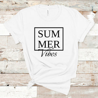 Camiseta Summer Vibes Legal dizendo com texto preto branco