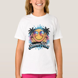 Camiseta Summer Vibes Neon Smiley face Trendência Colorida
