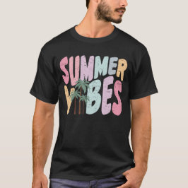 Camiseta Summer Vibes Retro Tropical de Palma de Verão