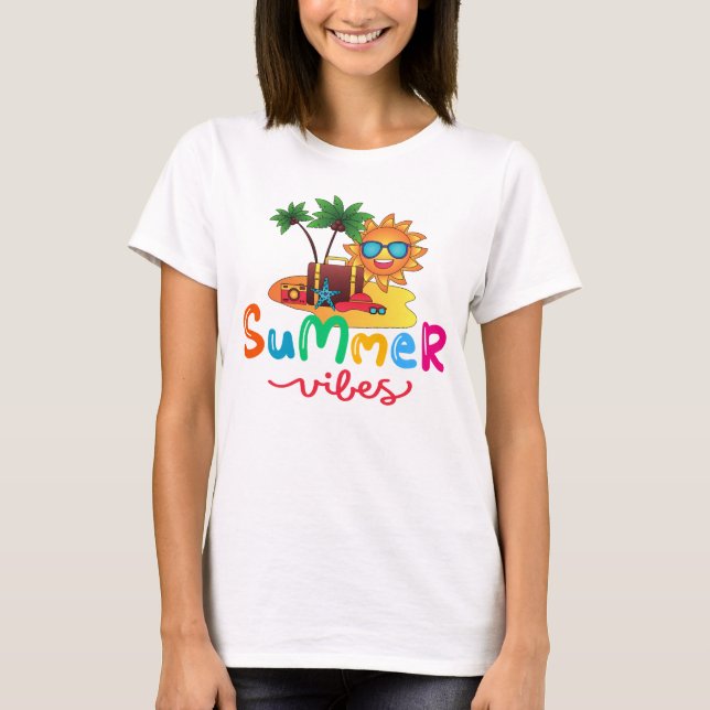 Camiseta Summer Vibes Sol e Palmeiras (Frente)