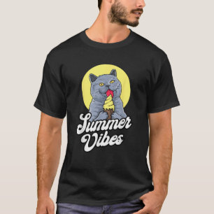 Camiseta Summer Vibes Sorvete Cone British Shorthair Cat