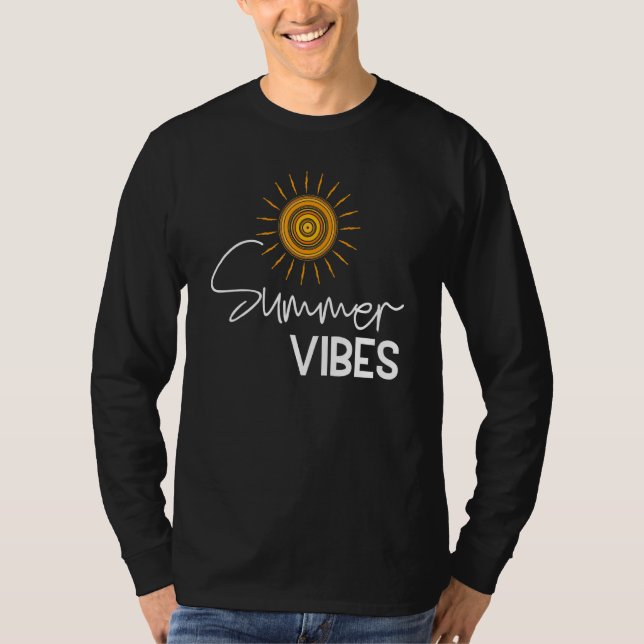 Camiseta Summer Vibes Sun Ilustração das Férias de Verão (Frente)