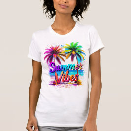 Camiseta Summer Vibes Tropical Rainbow Palm Design