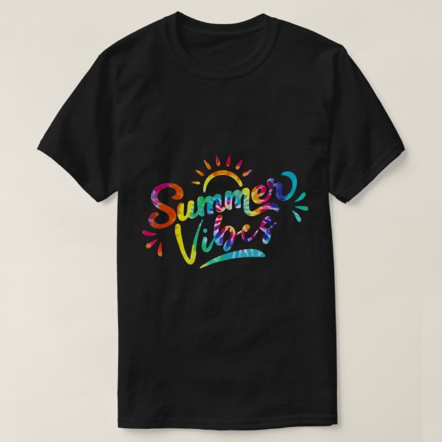 Camiseta Summer Vibes Tye Dye Summer Beach Viagem Family Va (Frente do Design)