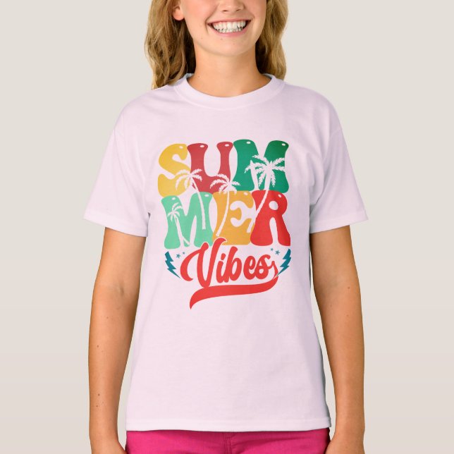 Camiseta "Summer Vibes", Verão, Crianças (Frente)