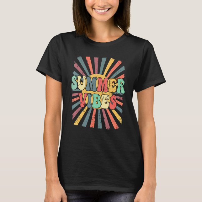 Camiseta Summer Vibes Vintage Retro Sunshine Tropical Sumo (Frente)