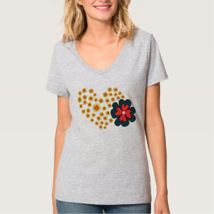 Camiseta Summer Women Daisy Flower Heart