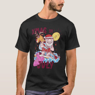 Camiseta Summer Xmas Papai Noel Levanta-se remando Natal