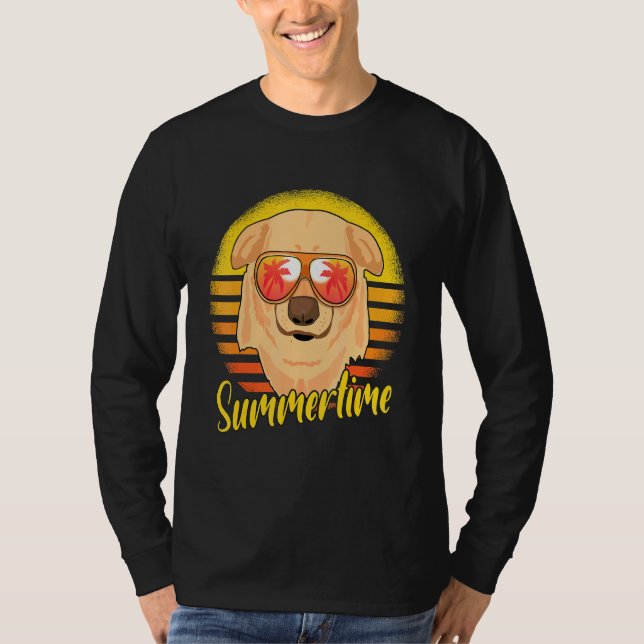 Camiseta Summertime Labrador Retro Sunset Beach Vacay La (Frente)