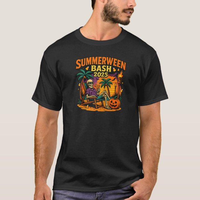 Camiseta SummerWeen Bash 2025 Skeleton Beach Party Hallowee (Frente)
