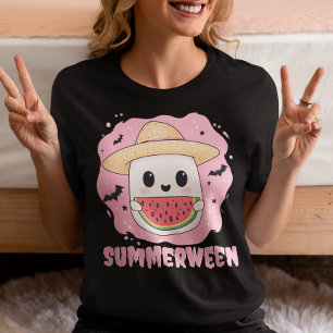Camiseta Summerween Cute Ghost Melancia Verão