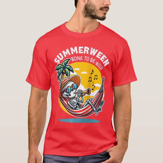Camiseta Summerween Osso para Ser Selvagem Esqueleto Raglan (Frente)