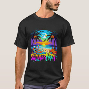 Camiseta Summerween Skeleton Ghost Beach Funny Spooky Hallo
