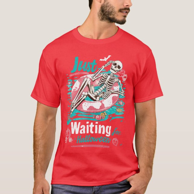 Camiseta Summerween Summer Skeleton Beach Vibes Waiting for (Frente)