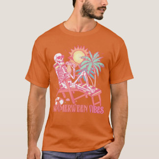 Camiseta Summerween Vibes Skeleton Summer Vacation Beach Fu